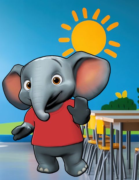 Invitación de cumpleaños con Elefante Animado y confeti